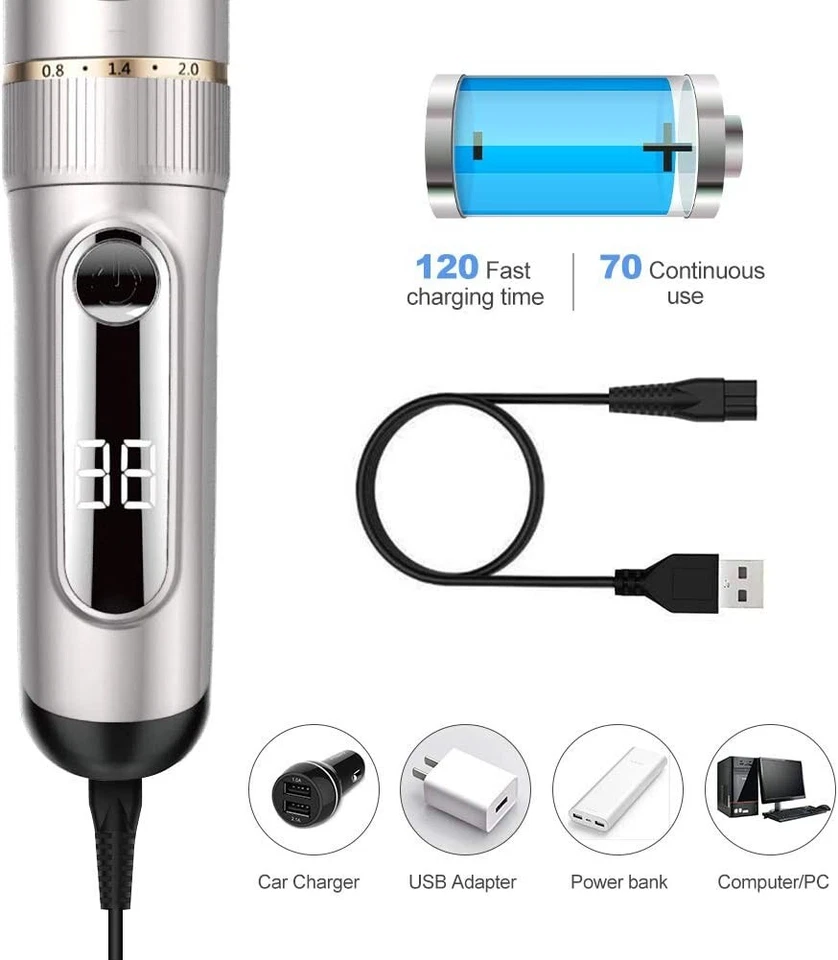 Rasoio Tagliacapelli elettrico professionale Ricaricabile Lame Regola barba Uomo - Immagine 3 di 4