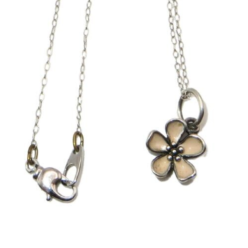 Pandora Cherry Blossom Pink Enamel & SS 18" Pendant Necklace 390347EN40 - Picture 2 of 3