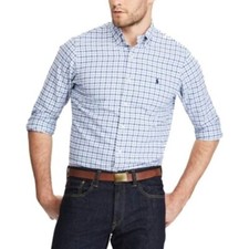 POLO Ralph Lauren Men's Classic Fit Blue White Checkered Button Up Dress Shirt