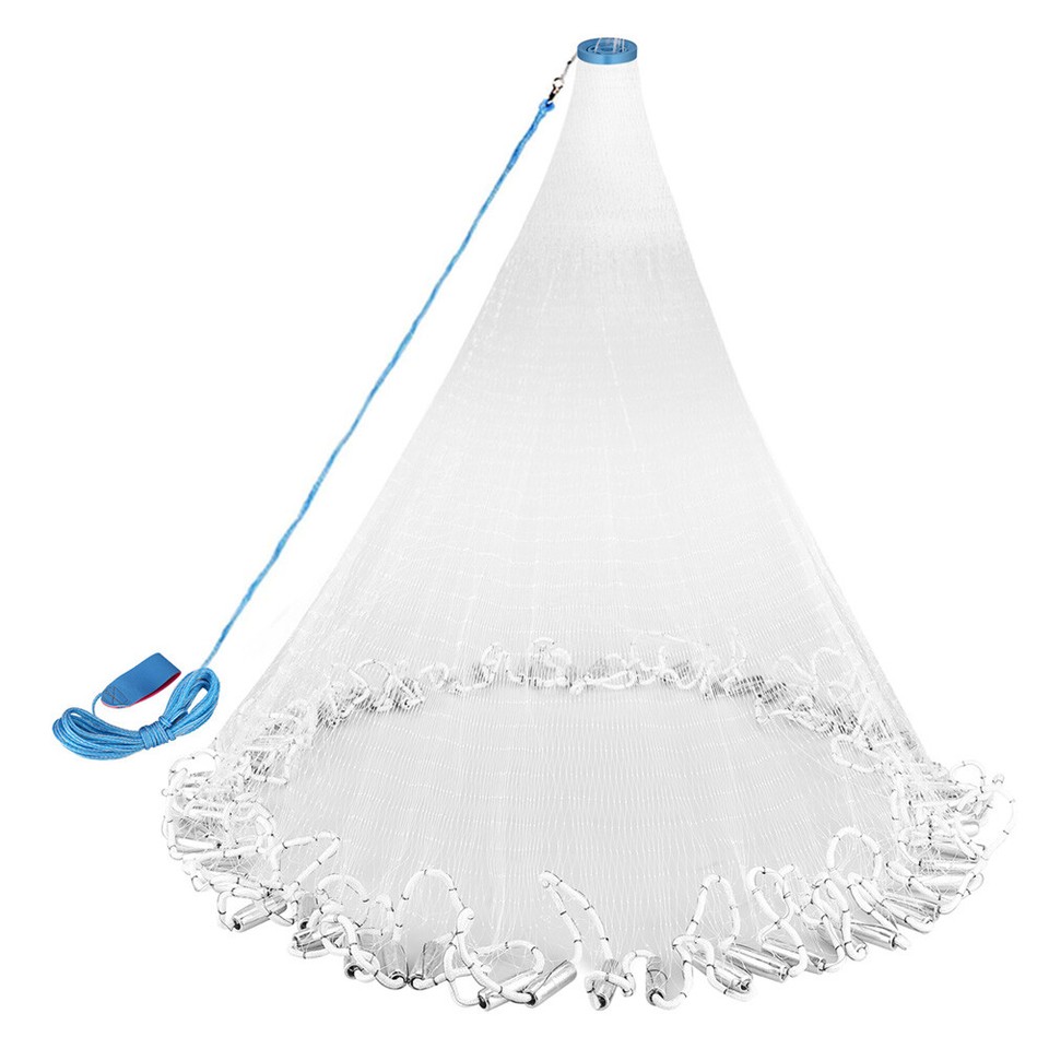8/10/12/14/16FT Fishing Cast Net Bait Easy Throw Hand Cast Strong Nylon ...