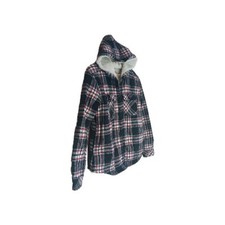Boston Traders Flannel Jacket Hoodie Sz S Plaid Shacket Sherpa Lined Pockets