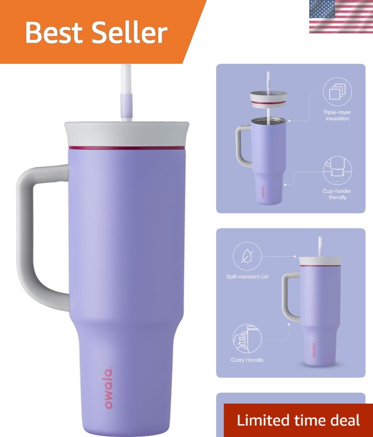 Triple-Layer Insulated 40oz Travel Tumbler with Straw & Leak-Proof Lid