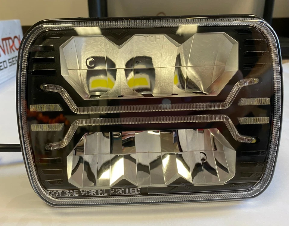 2 шт. прямоугольные светодиодные фары 5x7 Halo дневные ходовые огни дальний свет - Изображение 4 из 4