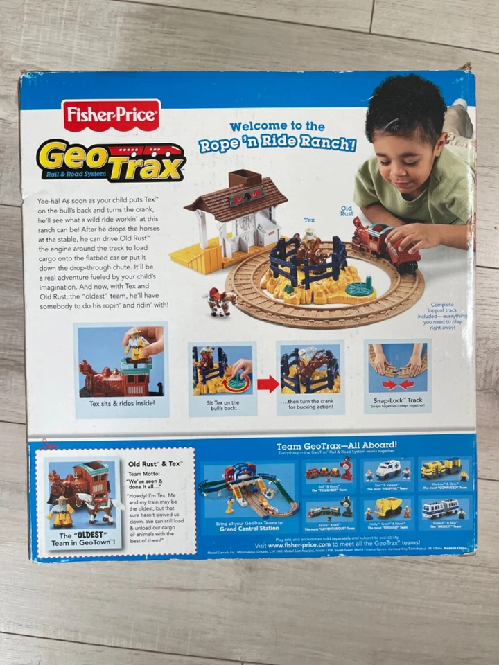 Fisher-Price GEO TRAX Rope n’ Ride Ranch The Oldest Team Meet Old Rust & Tex NEW - Image 2 of 2
