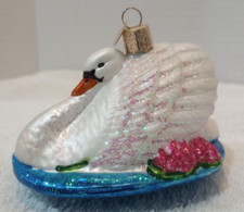 OWC Old World Christmas Monets Swan Blown Gla...