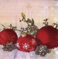 20 Servietten Red Baubles Weihnachtsdeko Kugeln Schmuck Advent Rot Tischdeko