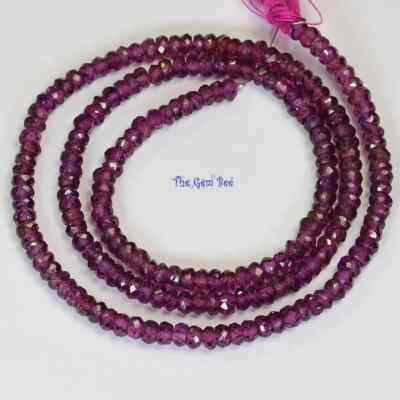 3.3mm Fine Purple pink Red Rhodolite Garnet Faceted Rondelle Beads 16'' Strand