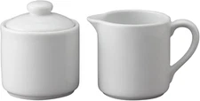 Sugar and Creamer Set, Fine White Porcelain, 2-Piece Set