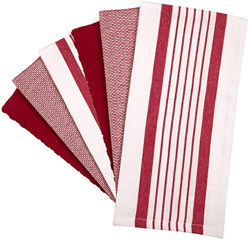 Premium Küchentücher 20”x 28” - 6er Pack| Große Baumwolle Küche Rot Gestreift - Bild 4 von 6