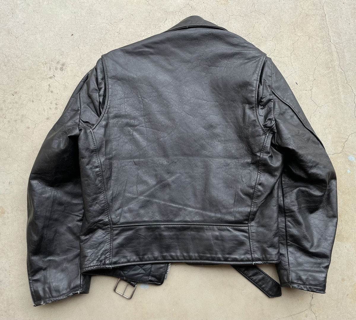 VINTAGE 1960's EXCELLED Black Leather Motorcycle Jacket 38 Zipper