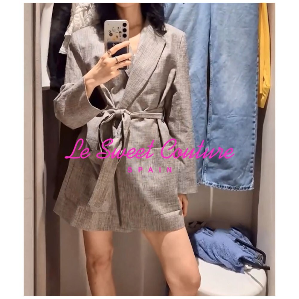 ZARA WOMAN NWT SS25 OVERSIZED BLAZER WITH BELT SAN BLACK ZARA WOMAN NWT SS25 OVERSIZED BLAZER WITH BELT SAN BLACK