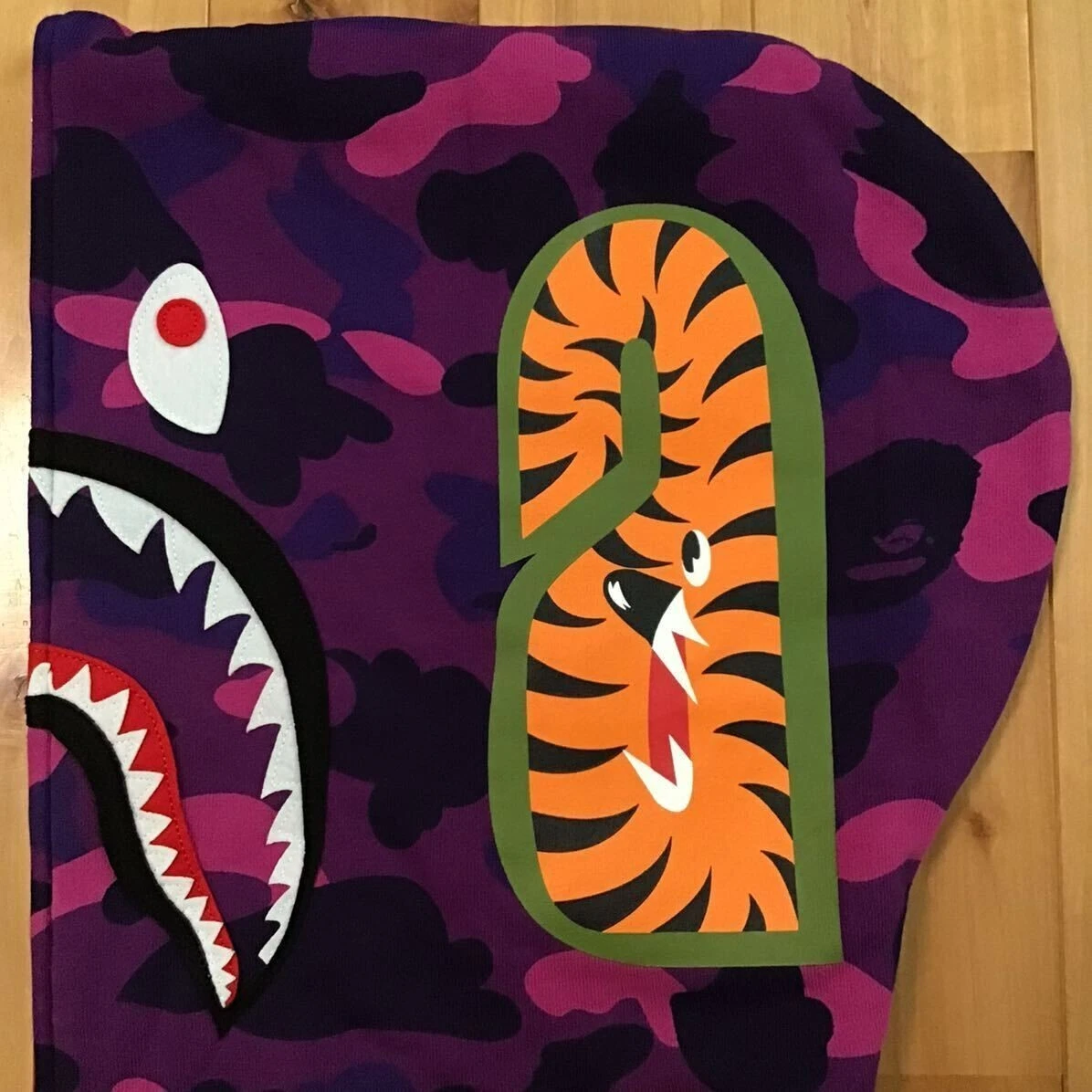 A BATHING APE (BAPE) Felpa con cappuccio uomo A Bathing Ape BAPE Shark full zip mimetica pazza taglia XL USATA