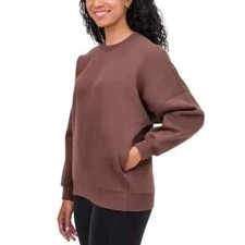 TUFF Ladies' Fleece Crewneck BROWN Size LARGE