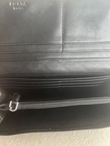 Authentic Prada Large Black Tressuto Impuntu Nylon Diamond Quilted Wallet 1M1132 - Picture 6 of 13