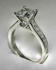 2Ct Princess Lab Created Diamond Solitaire Engagement Ring 14K White Gold Plated