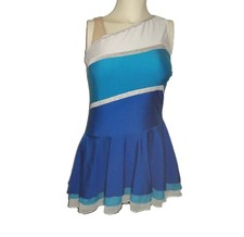 Womens Ice Skate Dress XL-Blue Turquoise White-Asymmetrical-Sleeveless-3 Skirts