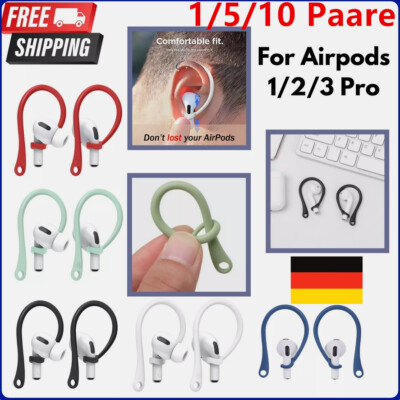 Ohrbügel Silikon farbig für Apple AirPods  Wireless Kopfhörer Fallschutz Büge'.