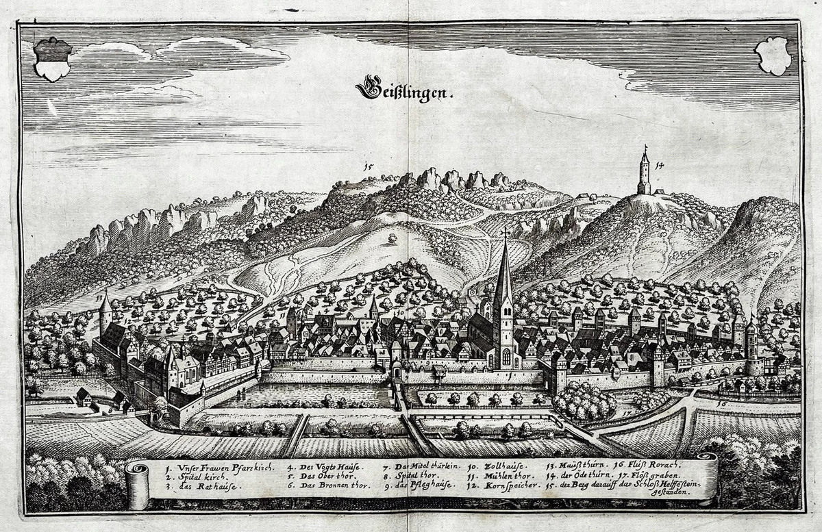 Geislingen an der Steige LK Göppingen Baden-Württemberg Kupferstich Merian  1650 | eBay