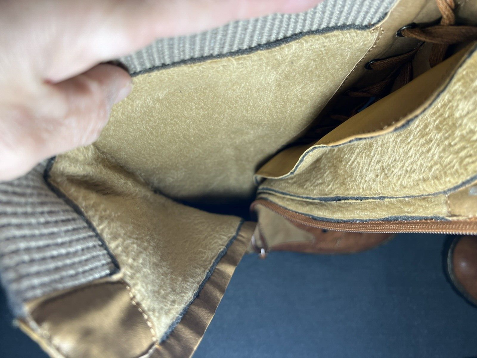 Extreme Eddie Marc Womens Sz 9 Boots Tan Faux Leather Lace Zip Up