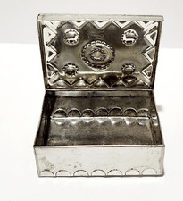 Vintage Mexican Folk Art Tin Embossed Trinket Box 