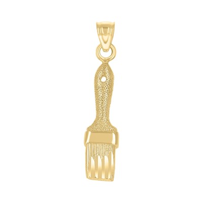 10k Gelbgold strukturiert Unisex Pinsel Werkzeuge Charm 0,7g Beruf Anhänger