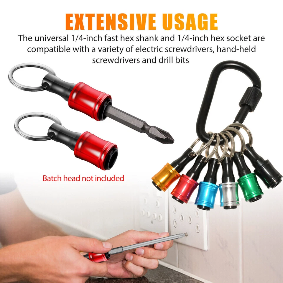 6-72pcs Bit Holder 1/4inch Drill Bit Holder Keychain for Impact Driver Pull Back - Image 3 of 4