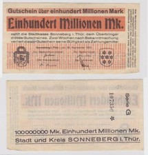 100 Million Mark Banknote Sonneberg in Thuringia 25.09.1923 (137424)