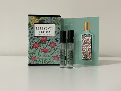 2 X Gucci Flora Gorgeous Jasmine Eau De Parfum Sample Sprays 0.05oz/1.5ml Vial