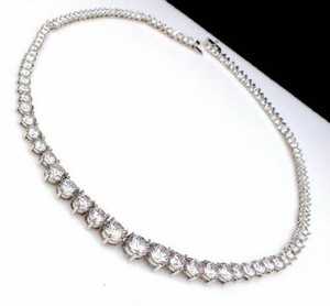 34.0CT Genuine Round Moissanite Diamond Tennis Necklaces 16