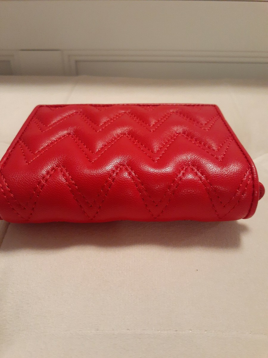 Valentino By Mario Valentino Quilted Red Leather Wallet, New