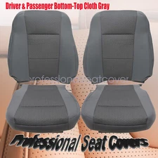 Driver & Passenger Side Gray Cloth Seat Cover For 2017-2021 Ford F250 F350 F450
