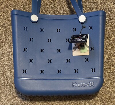 Hurley Blue Rubber Silicone Light Weight Waterproof Shoulder Beach Bag Tote  NEW