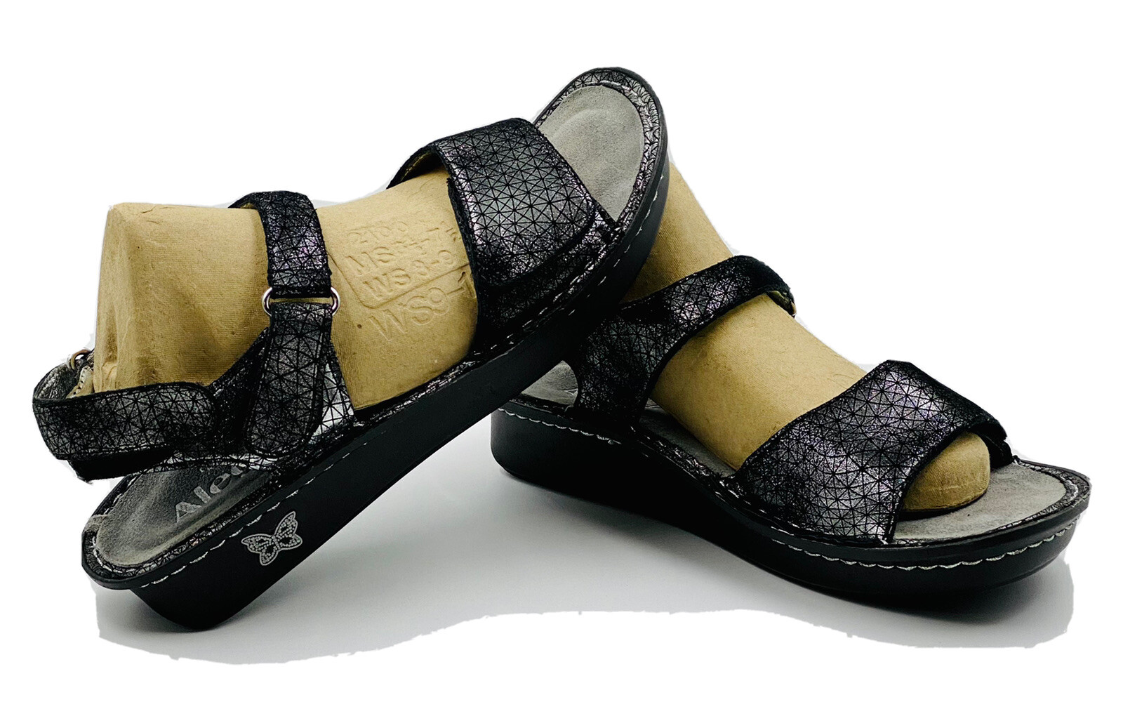 Alegria Verona Black Metallic Geometric Sandal Size 41 Pat-664X Size 7 |  eBay
