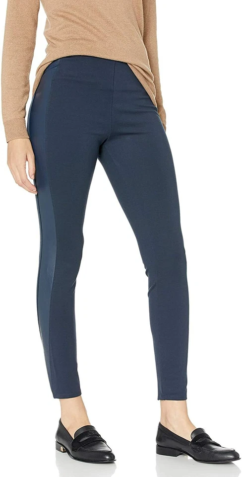 Leggings Ponte de Cuero Vegano Lysse Kent Talla Pequeña Para Mujer Azul Crepúsculo Pull On Foto 2 de 4