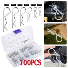 100pcs R Clips Spring Lynch Hitch Cotter Hair Pin Assortment Steel Tractor