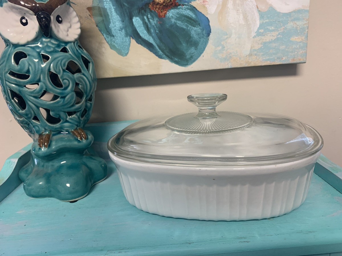 Corning Ware F-6-B French White Liter Oval Casserole Dish 1-1