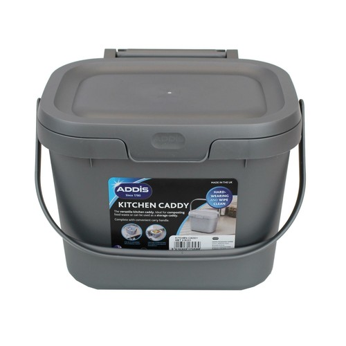 Addis Kitchen Food Waste Caddy –Metallic Grey – 4.5L & 50 x 6L Compostable Bags - Picture 3 of 4
