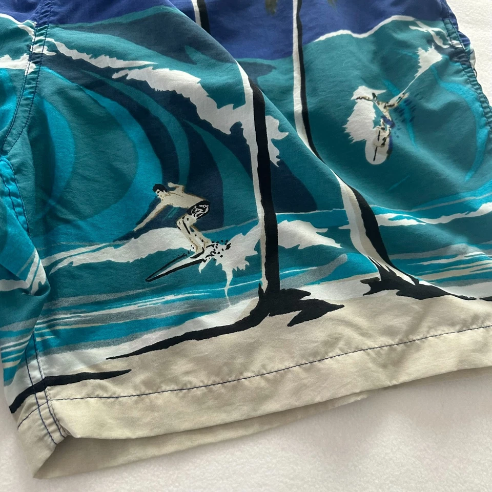 Cherokee Board Shorts Hombres XL Azul Palmeras Forrado Hawaiano Natación Surf 7" Entrepierna Foto 3 de 4