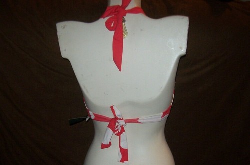 NEW Ralph Lauren coral white polkadot bandeau bikini swimsuit sz 6 top - Picture 2 of 2