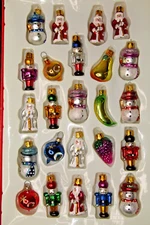 Lot VTG Glass Feather Tree Figurines SANTA SNOWMAN Christmas Ornament Kurt Adler