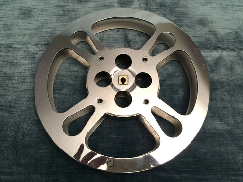 VINTAGE FILM PROJECTOR REEL, 35mm, 1000' GOLDBERG BROS. ALUMINUM w/POLISHED EXT. - Picture 5 of 12