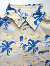 Ocean Pacific OP Hawaiihemd Herren Large Creme & Blau Kurzarm LSHTA357
