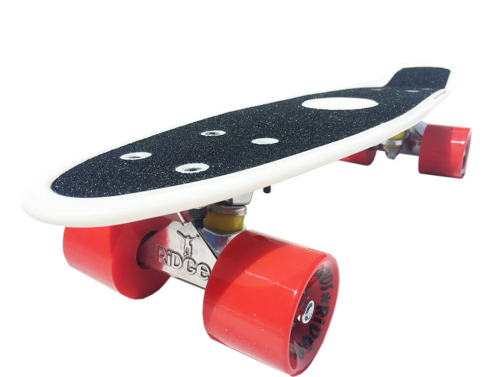 Ridge Skateboards 22 Mini Cruiser Skateboard, Nero/Bianco