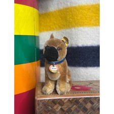 Vintage 1960s Boxer Steiff 4" Dog with Original Name Tag and Button in Ear