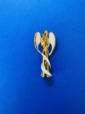 ANGEL Pendant 18K Gold Plated with Snow White ENAMELING