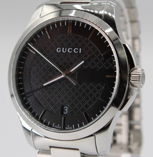 GUCCI G-Timeless 38 MM YA126457 Silver Stainless Steel Black Dial Men s Watch