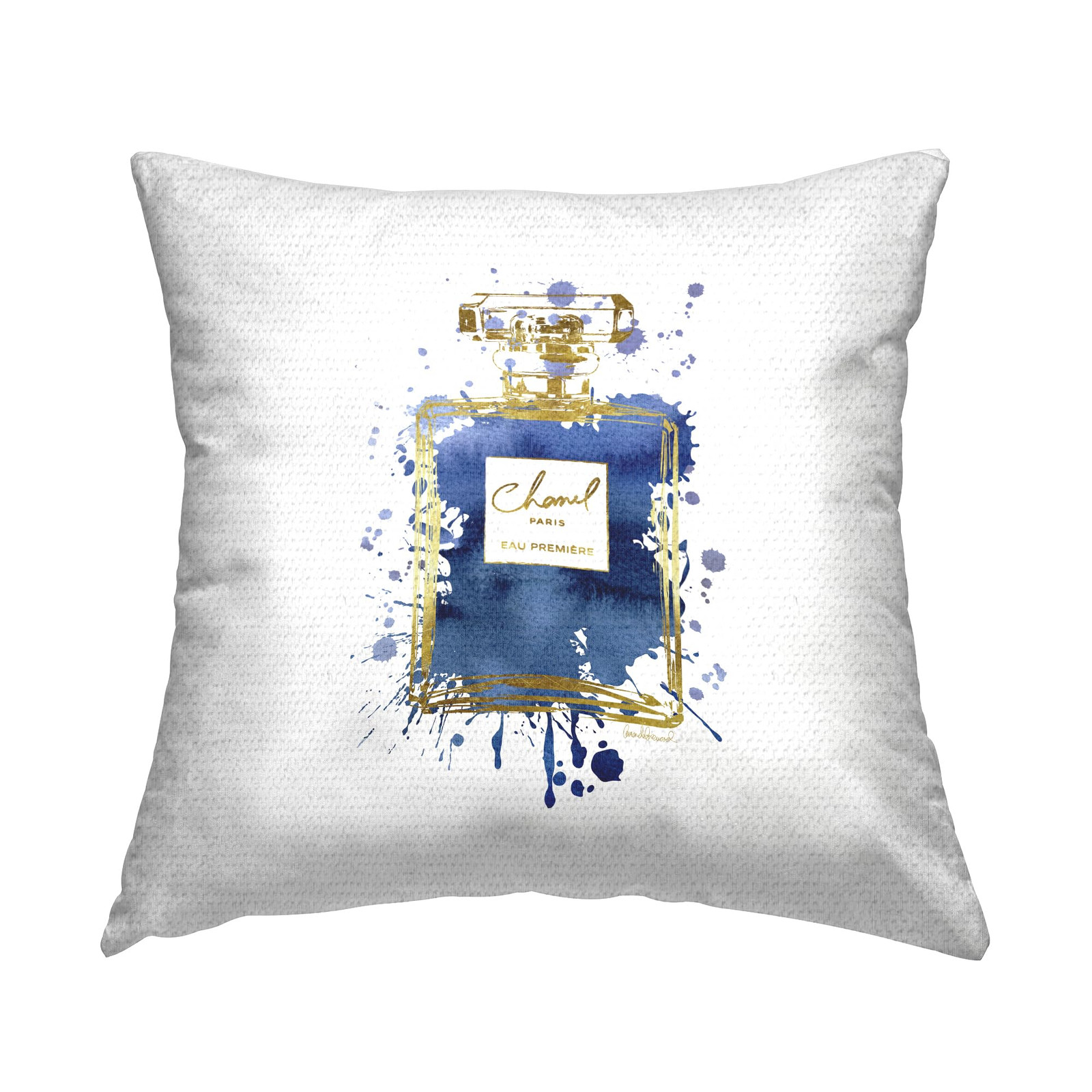 Blue Urban Splatter Glam Fragrance Bottle Outdoor Printed 18x18 Pillow