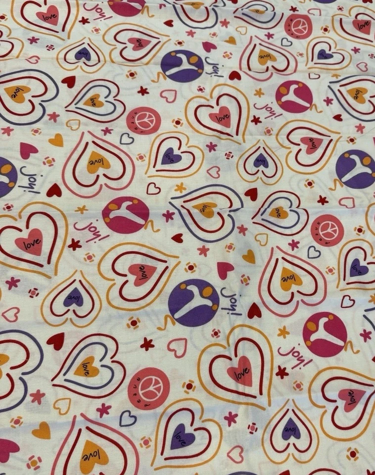 Andover Fabrics 2010 PEACE LOVE JOY By Deb Eiseman Multicolor Hearts 30 x 44” - Image 2 of 3