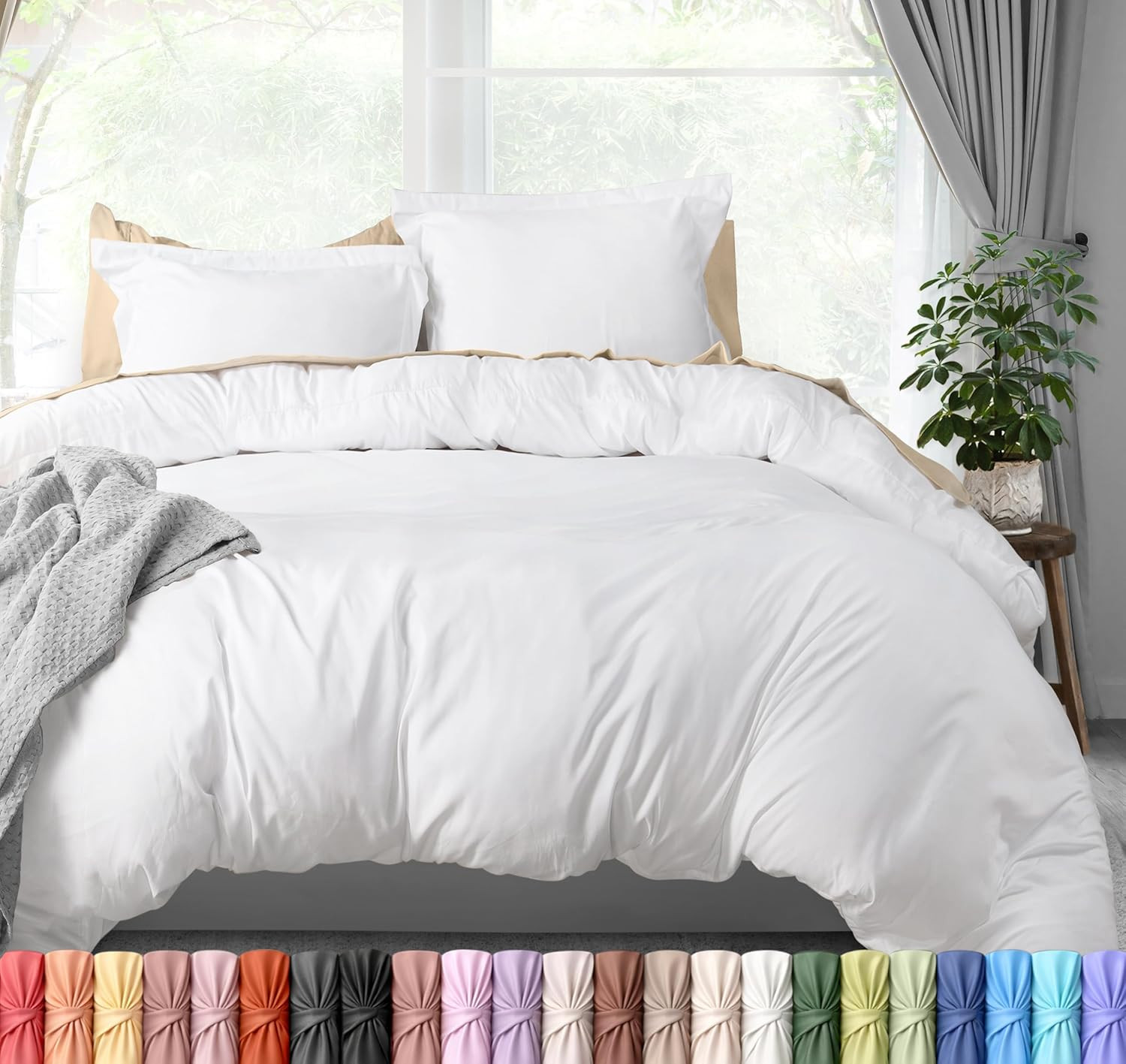 Duvet Cover Queen Size - 3 Piece with Zipper Closure - 1 Comforter Cover 90X90 I
