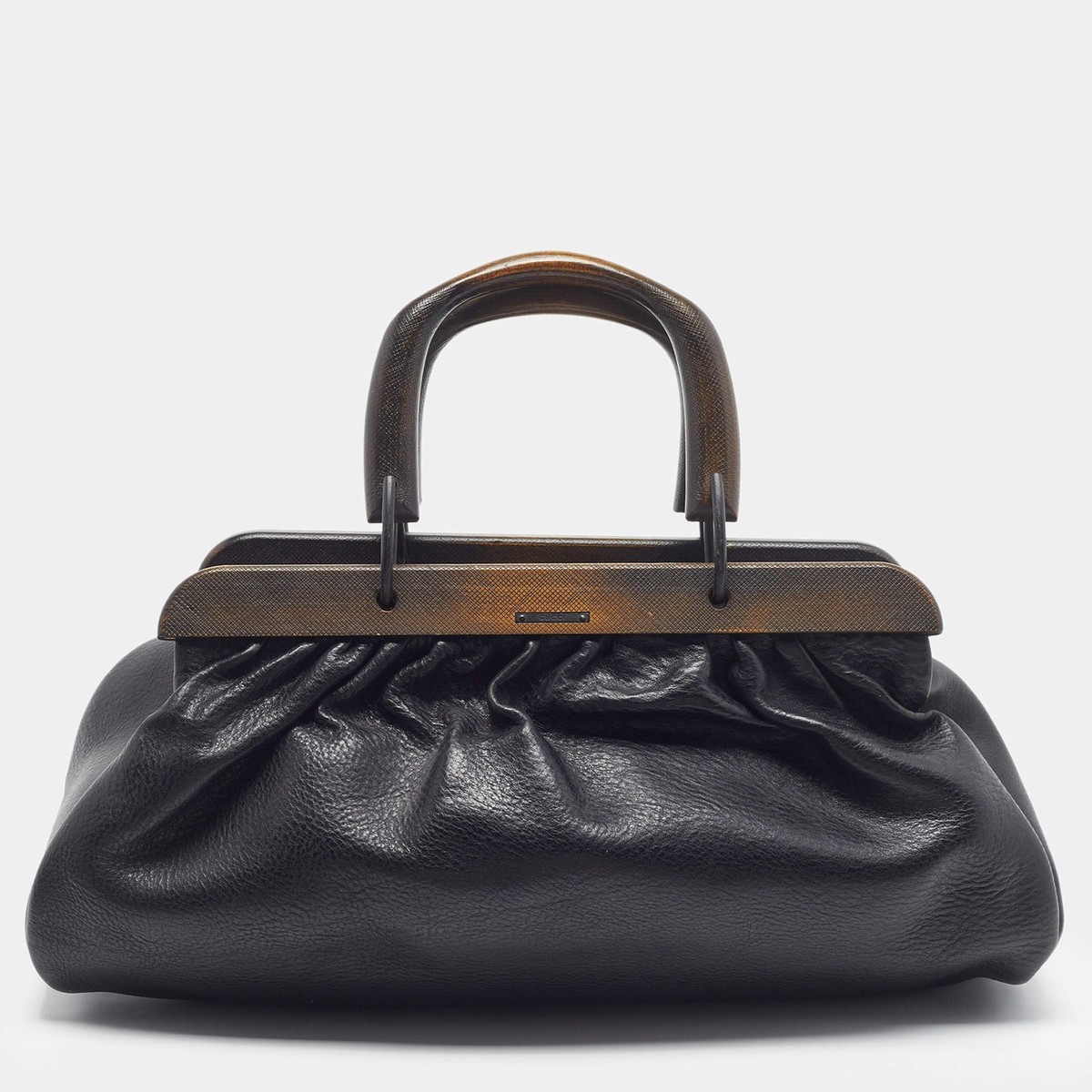 Gucci Wooden Black Leather Doctor Bag | eBay